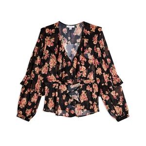 Topshop Sheer Floral Blouse